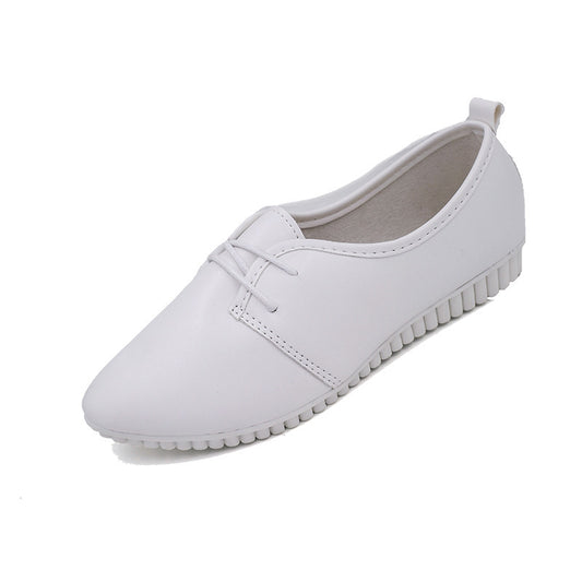 Spring and autumn new small white shoes female with pointed peas shoes comfortable massage shallow mouth nurse work shoes