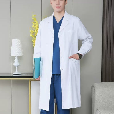 White Coat Long Sleeve Female Male Beauty Doctor Nurse Work Clothes