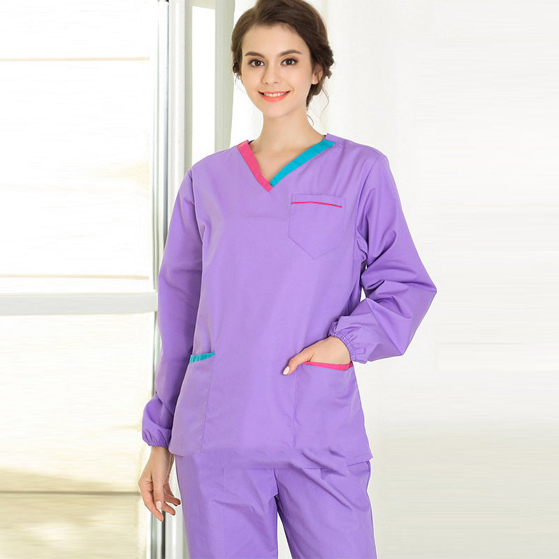 Long Sleeve Female Doctor Cotton Suit Split Work Clothes