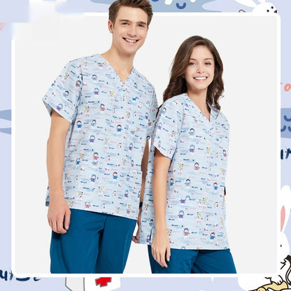 Hand Washing Suit Polyester Cotton Printed Pet Doctor Nurse Work Uniforms